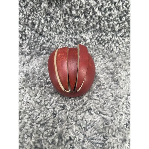 Crafted Wooden Red Apple With Slices Cut Out Fractions Decorative Decor Item - Picture 10 of 12